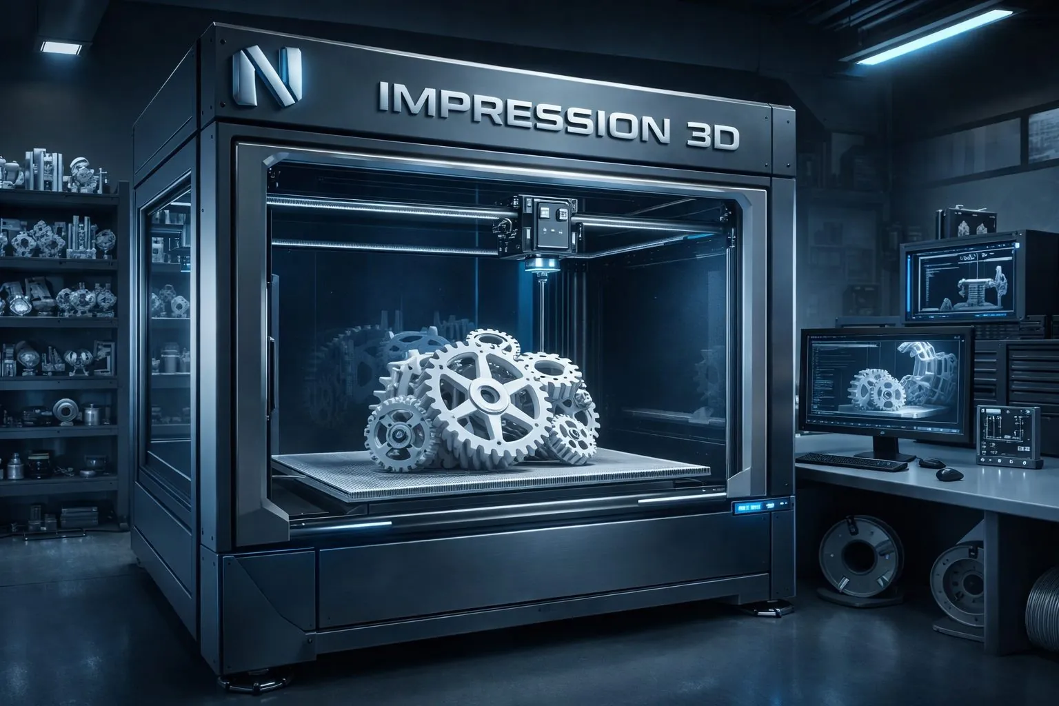 Détail d'une fabrication en cours dans l'atelier NOVOFORM 3D